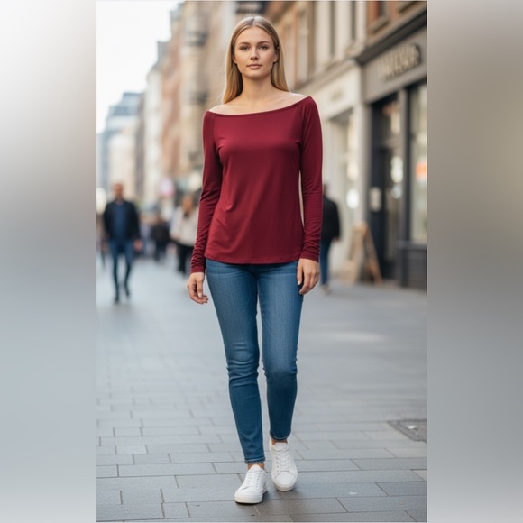 WHBM Women's Off-Shoulder Long Sleeve Top - pink - Picture 8 of 8